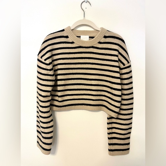 H&M Cropped Stripped Sweater Neutral size XS - Picture 3 of 7